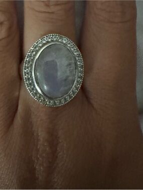 Moon Magic Sterling Silver Moonstone Halo Ring